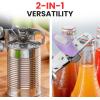 imageZulay Kitchen Heavy Duty Stainless Steel Can Opener Manual with Bottle Opener  Rust Proof Manual Can Opener With Turn Knob ampamp Soft Grip Handles  BlackLavender