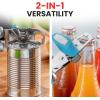 imageZulay Kitchen Heavy Duty Stainless Steel Can Opener Manual with Bottle Opener  Rust Proof Manual Can Opener With Turn Knob ampamp Soft Grip Handles  BlackAqua