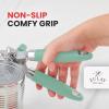 imageZulay Kitchen Heavy Duty Stainless Steel Can Opener Manual with Bottle Opener  Rust Proof Manual Can Opener With Turn Knob ampamp Soft Grip Handles  BlackMint