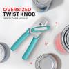 imageZulay Kitchen Heavy Duty Stainless Steel Can Opener Manual with Bottle Opener  Rust Proof Manual Can Opener With Turn Knob ampamp Soft Grip Handles  BlackAqua