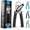 imageZulay Kitchen Heavy Duty Stainless Steel Can Opener Manual with Bottle Opener  Rust Proof Manual Can Opener With Turn Knob ampamp Soft Grip Handles  BlackBlack