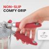 imageZulay Kitchen Heavy Duty Stainless Steel Can Opener Manual with Bottle Opener  Rust Proof Manual Can Opener With Turn Knob ampamp Soft Grip Handles  BlackRed