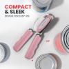 imageZulay Kitchen Heavy Duty Stainless Steel Can Opener Manual with Bottle Opener  Rust Proof Manual Can Opener With Turn Knob ampamp Soft Grip Handles  BlackPink
