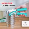 imageZulay Kitchen Heavy Duty Stainless Steel Can Opener Manual with Bottle Opener  Rust Proof Manual Can Opener With Turn Knob ampamp Soft Grip Handles  BlackTurquoise