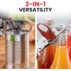 imageZulay Kitchen Heavy Duty Stainless Steel Can Opener Manual with Bottle Opener  Rust Proof Manual Can Opener With Turn Knob ampamp Soft Grip Handles  BlackRed