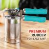 imageZulay Kitchen Heavy Duty Stainless Steel Can Opener Manual with Bottle Opener  Rust Proof Manual Can Opener With Turn Knob ampamp Soft Grip Handles  BlackTurquoise