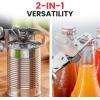 imageZulay Kitchen Heavy Duty Stainless Steel Can Opener Manual with Bottle Opener  Rust Proof Manual Can Opener With Turn Knob ampamp Soft Grip Handles  BlackAlmond