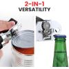 imageZulay Kitchen Heavy Duty Stainless Steel Can Opener Manual with Bottle Opener  Rust Proof Manual Can Opener With Turn Knob ampamp Soft Grip Handles  BlackBlack