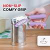 imageZulay Kitchen Heavy Duty Stainless Steel Can Opener Manual with Bottle Opener  Rust Proof Manual Can Opener With Turn Knob ampamp Soft Grip Handles  BlackLavender