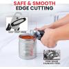imageZulay Kitchen Heavy Duty Stainless Steel Can Opener Manual with Bottle Opener  Rust Proof Manual Can Opener With Turn Knob ampamp Soft Grip Handles  BlackBlack