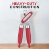 imageZulay Kitchen Heavy Duty Stainless Steel Can Opener Manual with Bottle Opener  Rust Proof Manual Can Opener With Turn Knob ampamp Soft Grip Handles  BlackRed