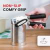 imageZulay Kitchen Heavy Duty Stainless Steel Can Opener Manual with Bottle Opener  Rust Proof Manual Can Opener With Turn Knob ampamp Soft Grip Handles  BlackBlack