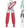 imageZulay Kitchen Heavy Duty Stainless Steel Can Opener Manual with Bottle Opener  Rust Proof Manual Can Opener With Turn Knob ampamp Soft Grip Handles  BlackRed