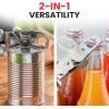 imageZulay Kitchen Heavy Duty Stainless Steel Can Opener Manual with Bottle Opener  Rust Proof Manual Can Opener With Turn Knob ampamp Soft Grip Handles  BlackWhite
