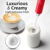 imageZulay Kitchen Lux Rechargeable Milk Frother Handheld  Powerful 2Speed Motor Fully Waterproof 2000mAh Battery  Drink Mixer For Latte Cappuccino Matcha Protein Powder  BlackRed