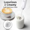 imageZulay Kitchen Lux Rechargeable Milk Frother Handheld  Powerful 2Speed Motor Fully Waterproof 2000mAh Battery  Drink Mixer For Latte Cappuccino Matcha Protein Powder  BlackWhite Marble