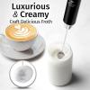 imageZulay Kitchen Lux Rechargeable Milk Frother Handheld  Powerful 2Speed Motor Fully Waterproof 2000mAh Battery  Drink Mixer For Latte Cappuccino Matcha Protein Powder  BlackBlack