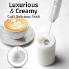 imageZulay Kitchen Lux Rechargeable Milk Frother Handheld  Powerful 2Speed Motor Fully Waterproof 2000mAh Battery  Drink Mixer For Latte Cappuccino Matcha Protein Powder  BlackWhite