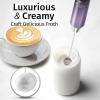 imageZulay Kitchen Lux Rechargeable Milk Frother Handheld  Powerful 2Speed Motor Fully Waterproof 2000mAh Battery  Drink Mixer For Latte Cappuccino Matcha Protein Powder  BlackBlack Purple