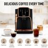 imageZulay Kitchen Magia Clasica  Fully Automatic Espresso Machine With Grinder  Touch Screen Coffee Maker With OneTouch Operation  Milk Foam System For Latte Cappuccino Macchiato  BlackBlack Copper