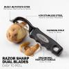 imageZulay Kitchen Premium Vegetable Peeler for Kitchen  Swivel Peeler with Razor Sharp Stainless Steel Blades ampamp Strong Ergonomic Handle  Dishwasher Safe Easy To Use with Blemish Remover  BlackBlackSilver