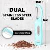 imageZulay Kitchen Premium Vegetable Peeler for Kitchen  Swivel Peeler with Razor Sharp Stainless Steel Blades ampamp Strong Ergonomic Handle  Dishwasher Safe Easy To Use with Blemish Remover  BlackLight Blue