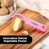 imageZulay Kitchen Premium Vegetable Peeler for Kitchen  Swivel Peeler with Razor Sharp Stainless Steel Blades ampamp Strong Ergonomic Handle  Dishwasher Safe Easy To Use with Blemish Remover  BlackSalmon Pink