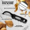 imageZulay Kitchen Premium Vegetable Peeler for Kitchen  Swivel Peeler with Razor Sharp Stainless Steel Blades ampamp Strong Ergonomic Handle  Dishwasher Safe Easy To Use with Blemish Remover  BlackBlack
