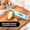 imageZulay Kitchen Premium Vegetable Peeler for Kitchen  Swivel Peeler with Razor Sharp Stainless Steel Blades ampamp Strong Ergonomic Handle  Dishwasher Safe Easy To Use with Blemish Remover  BlackLight Blue