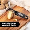 imageZulay Kitchen Premium Vegetable Peeler for Kitchen  Swivel Peeler with Razor Sharp Stainless Steel Blades ampamp Strong Ergonomic Handle  Dishwasher Safe Easy To Use with Blemish Remover  BlackBlackSilver