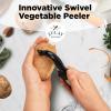 imageZulay Kitchen Premium Vegetable Peeler for Kitchen  Swivel Peeler with Razor Sharp Stainless Steel Blades ampamp Strong Ergonomic Handle  Dishwasher Safe Easy To Use with Blemish Remover  BlackBlack