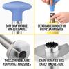 imageZulay Kitchen Stainless Steel Pineapple Corer ampamp Slicer  Eye Removal Tool  Heavy Duty Pineapple Cutter with Reinforced Blade  Effortless Pineapple Core Remover ampamp Slicer  Periwinkle BlueLilac