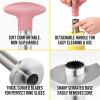 imageZulay Kitchen Stainless Steel Pineapple Corer ampamp Slicer  Eye Removal Tool  Heavy Duty Pineapple Cutter with Reinforced Blade  Effortless Pineapple Core Remover ampamp Slicer  Periwinkle BlueLight Pink