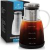 imageZulay Kitchen 1 Gallon Cold Brew Coffee Maker  Large Iced Tea ampamp Cold Brew Pitcher with ExtraThick Glass ampamp Stainless Steel Infuser  Cold Brew Coffee Maker with Airtight Lid ampamp Spout SilverSilver