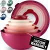 imageZulay Kitchen 12 Piece Plastic Mixing Bowls with LeakProof Lids Set  Microwave and Freezer Safe Kitchen Mixing Bowls for Preparing Serving and Storing  Large Nesting Bowls Blue OmbreRed