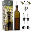 imageZulay Kitchen 17oz Olive Oil Dispenser Bottle  Glass Oil Cruet with Spout Funnel ampamp Pourers EasyPour Decanter for Kitchen Cooking and Serving GreenDark Brown