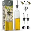imageZulay Kitchen 17oz Olive Oil Dispenser Bottle  Glass Oil Cruet with Spout Funnel ampamp Pourers EasyPour Decanter for Kitchen Cooking and Serving GreenClear