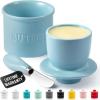 imageZulay Kitchen Butter Crock With Lid ampamp Spreader Knife for Countertop  Ceramic French Butter Dish Keeper For Fresh ampamp Spreadable Butter  WhiteLight Blue