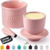 imageZulay Kitchen Butter Crock With Lid ampamp Spreader Knife for Countertop  Ceramic French Butter Dish Keeper For Fresh ampamp Spreadable Butter  WhitePink