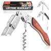 imageZulay Kitchen Corkscrew Wine Opener  Premium 420 Stainless Steel ampamp Rosewood Wine Bottle Opener  Double Hinged Opener with Foil Cutter ampamp Cap Remover  RosewoodRosewood