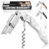 imageZulay Kitchen Corkscrew Wine Opener  Premium 420 Stainless Steel ampamp Rosewood Wine Bottle Opener  Double Hinged Opener with Foil Cutter ampamp Cap Remover  RosewoodResin