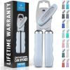 imageZulay Kitchen Heavy Duty Stainless Steel Can Opener Manual with Bottle Opener  Rust Proof Manual Can Opener With Turn Knob ampamp Soft Grip Handles  BlackLight Blue