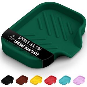 imageZulay Kitchen 9x35 Silicone Sponge Holder for Kitchen Sink  Flexible Multipurpose Soap Tray  Sink Organizer for Kitchen Bathroom Makeup Trinkets ampamp More GrayPine Green
