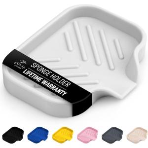 imageZulay Kitchen 9x35 Silicone Sponge Holder for Kitchen Sink  Flexible Multipurpose Soap Tray  Sink Organizer for Kitchen Bathroom Makeup Trinkets ampamp More GrayWhite