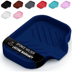 imageZulay Kitchen 9x35 Silicone Sponge Holder for Kitchen Sink  Flexible Multipurpose Soap Tray  Sink Organizer for Kitchen Bathroom Makeup Trinkets ampamp More GrayDark Blue