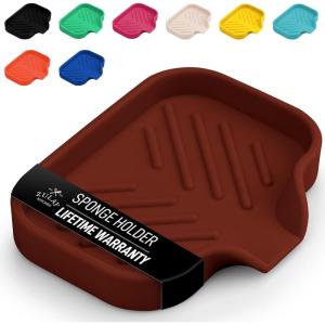 imageZulay Kitchen 9x35 Silicone Sponge Holder for Kitchen Sink  Flexible Multipurpose Soap Tray  Sink Organizer for Kitchen Bathroom Makeup Trinkets ampamp More GrayCanyon Rose