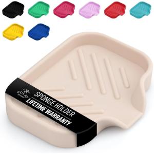 imageZulay Kitchen 9x35 Silicone Sponge Holder for Kitchen Sink  Flexible Multipurpose Soap Tray  Sink Organizer for Kitchen Bathroom Makeup Trinkets ampamp More GrayIvory