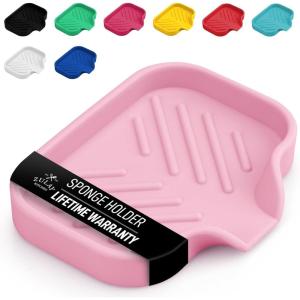 imageZulay Kitchen 9x35 Silicone Sponge Holder for Kitchen Sink  Flexible Multipurpose Soap Tray  Sink Organizer for Kitchen Bathroom Makeup Trinkets ampamp More GrayPink