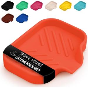 imageZulay Kitchen 9x35 Silicone Sponge Holder for Kitchen Sink  Flexible Multipurpose Soap Tray  Sink Organizer for Kitchen Bathroom Makeup Trinkets ampamp More GrayOrange
