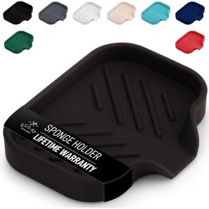 imageZulay Kitchen 9x35 Silicone Sponge Holder for Kitchen Sink  Flexible Multipurpose Soap Tray  Sink Organizer for Kitchen Bathroom Makeup Trinkets ampamp More GrayChocolate